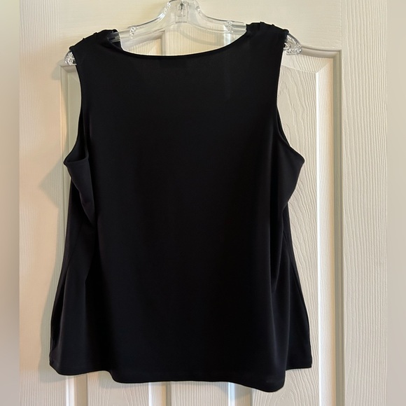 Dressy black sleeveless cowl neck top with sewn on embellishment - Picture 5 of 5